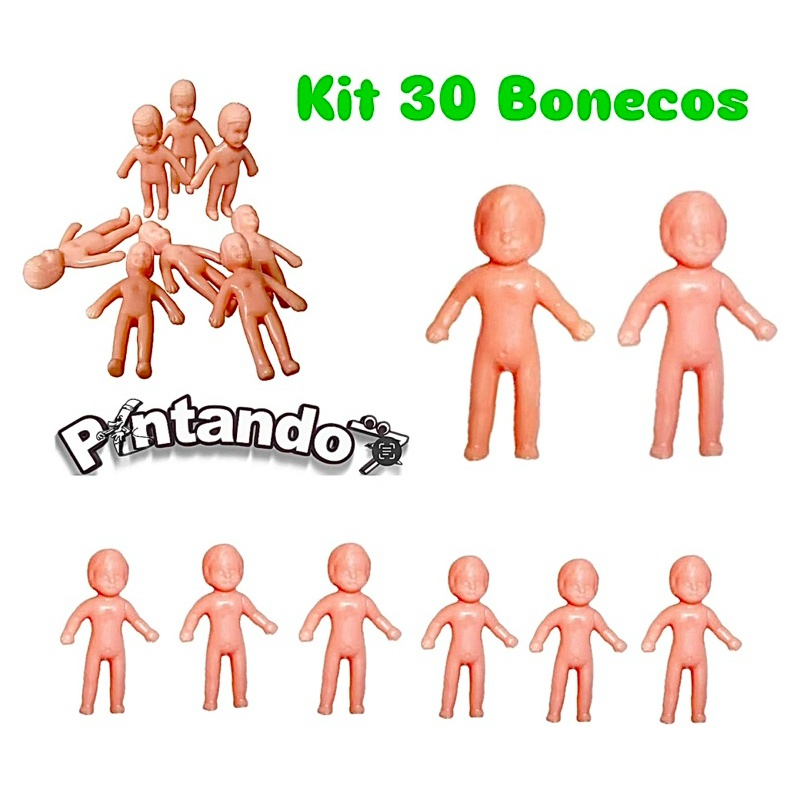 Kit 30 Bonecos Pelado Claro Brinquedo Lembrancinha Festa Infantil Chá de Bebê Maquete