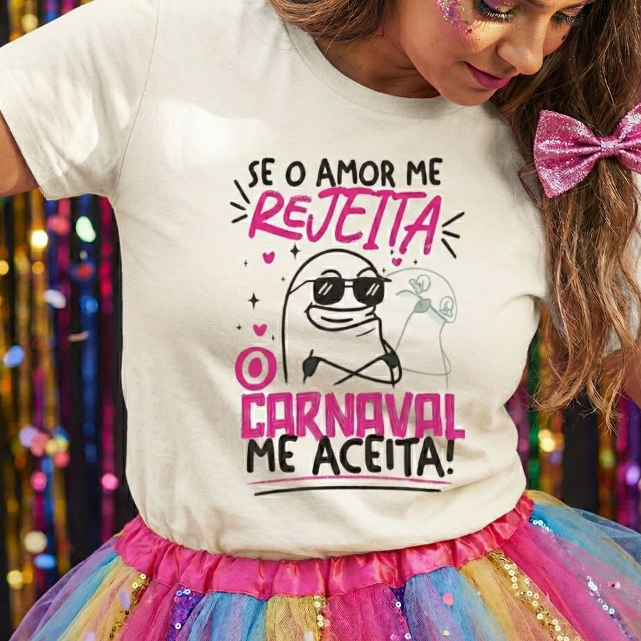 Camiseta Feminina Carnaval 100% Algodão Frase Bloquinho T-shirt Divertida Fantasia em Oferta na Shopee