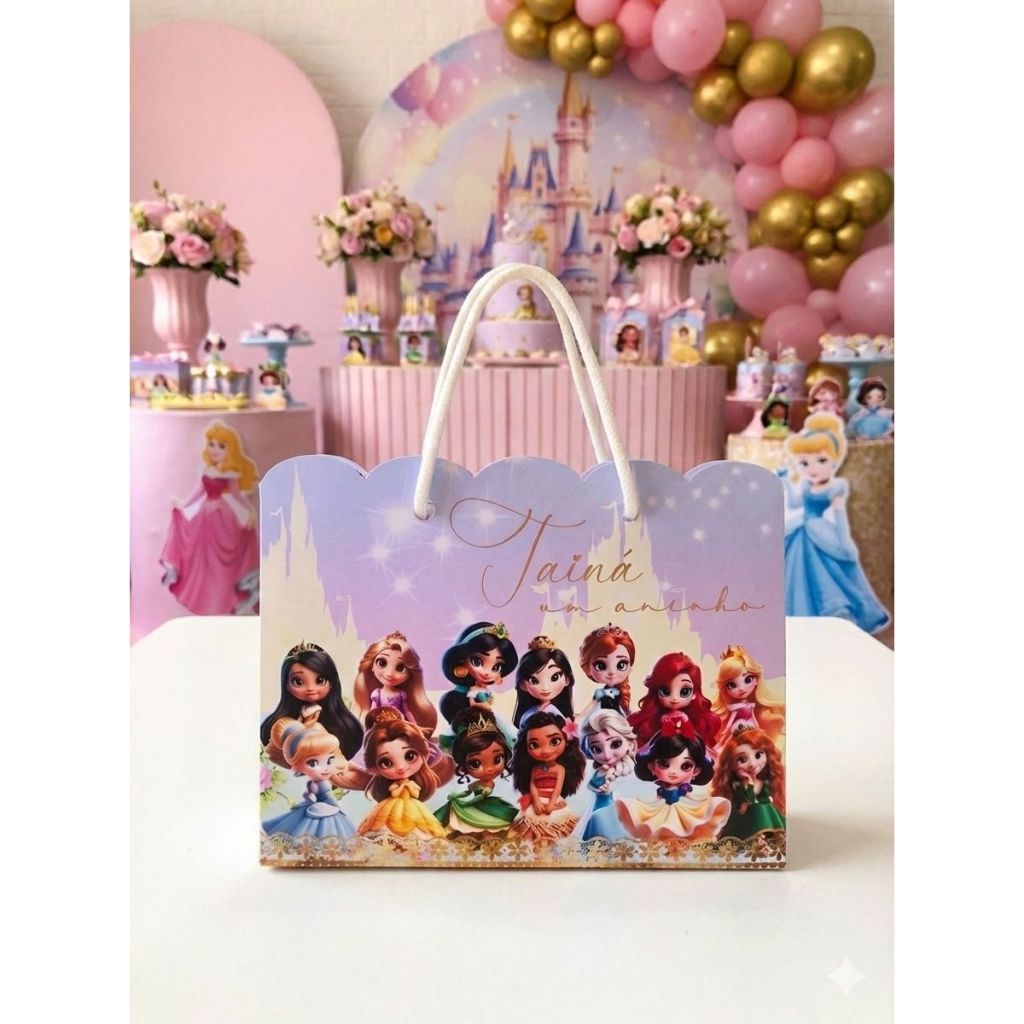 Sacolinha Personalizada Princesas Lembrancinha Surpresa Para Festa de Aniversário Econômica