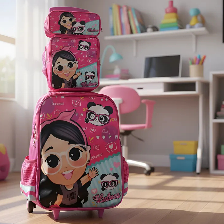 Mochila Escolar Luluca Kit Com Lancheira E Estojo Menino e Menina Impermeável de Carrinho em Oferta na Shopee