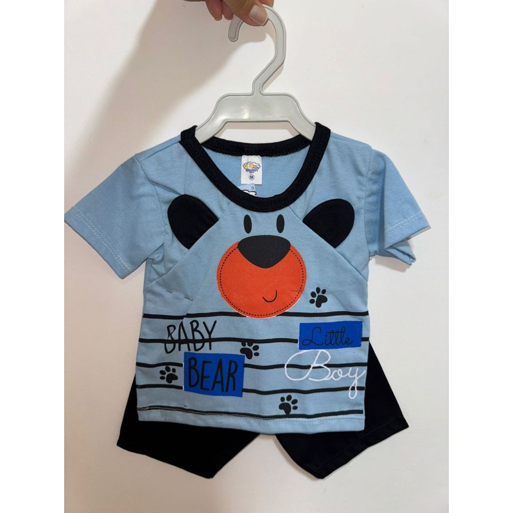 Conjunto Bebê Menino Baby Bear – Camiseta Estampada + Shorts Preto | Infantil Masculino