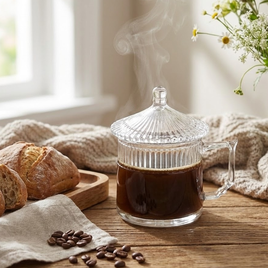 Caneca Templo Vidro Tampa Bebidas Quentes Frias Chá Café Ruvolo em Oferta na Shopee