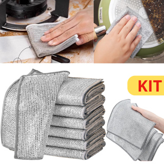 Kit Panos De Limpeza Aço Malha Arear Panela Fogão Toalha Louça Tira Gordura Reutilizável em Oferta na Shopee