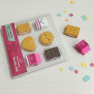 Borracha Escolar Decorada Biscuit – Kit com 6 Unidades | Win Paper by Fiorella Sotti em Oferta na Shopee