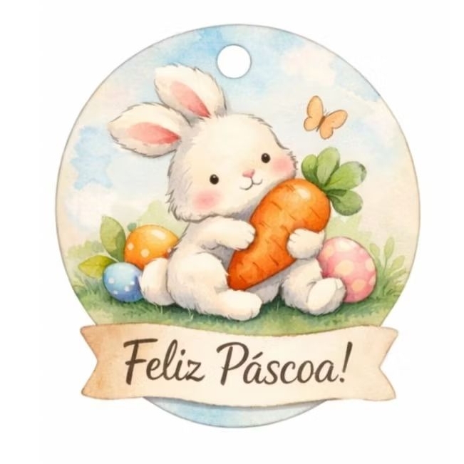✨ Envio Rápido 100 Tag de Páscoa Aquarelada-tag para caixinha de Páscoa –Tag para sacolinha de Páscoa /Coelhinho Fofo ✨ em Oferta na Shopee