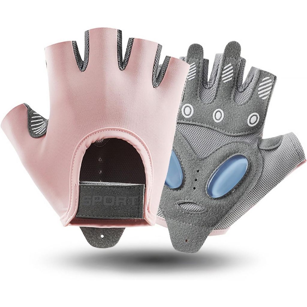 Luvas esportivas femininas sem dedos com almofadas de silicone, tamanho P/M, rosa. em Oferta na Shopee