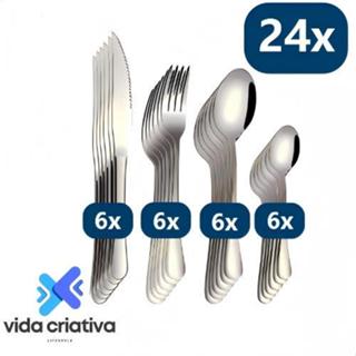 24 Peças Talheres De Aço Inox Garfo Faqueiro Colher De Sobremesa Cozinhas em Oferta na Shopee