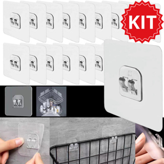 Kit Ganchos De Parede Transparente Não Marcante Autoadesivo Suporte Para Prateleira de Encaixe em Oferta na Shopee