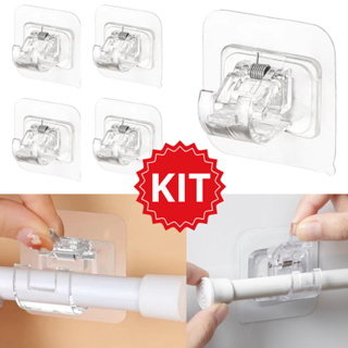 Kit Ganchos Suportes Adesivos Para Varão De Cortina Que Não Precisa Furar Suporte De Parede em Oferta na Shopee
