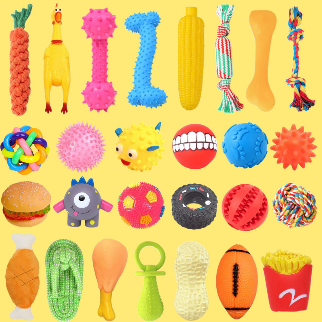 Kit 5 Brinquedos para Cachorro com Apito | Mordedores Interativos Antiestresse em Oferta na Shopee