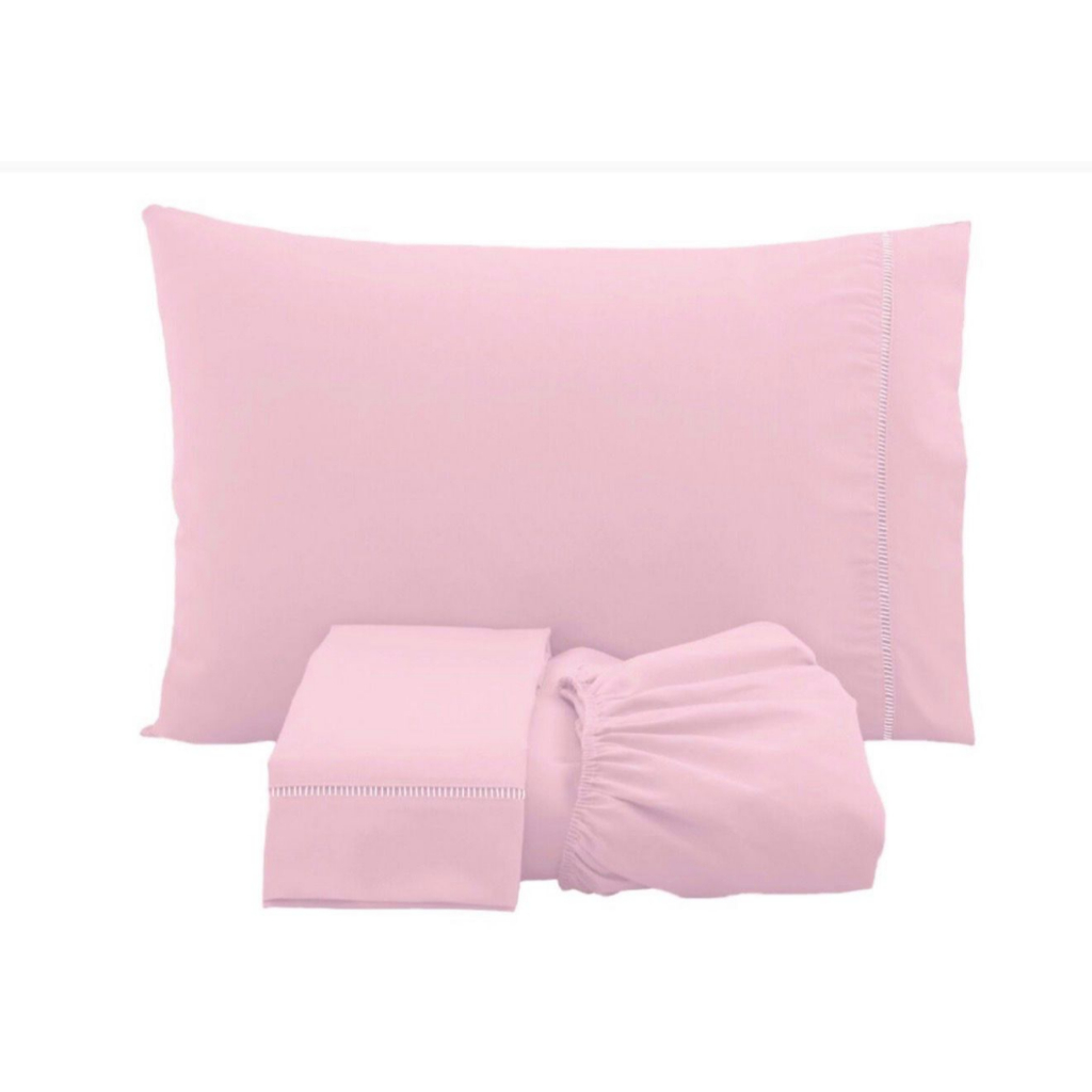 Jogo De Cama Solteiro Casal Queen King Detalhe Ponto Palito Micropercal 100% Poliéster 400 Fios