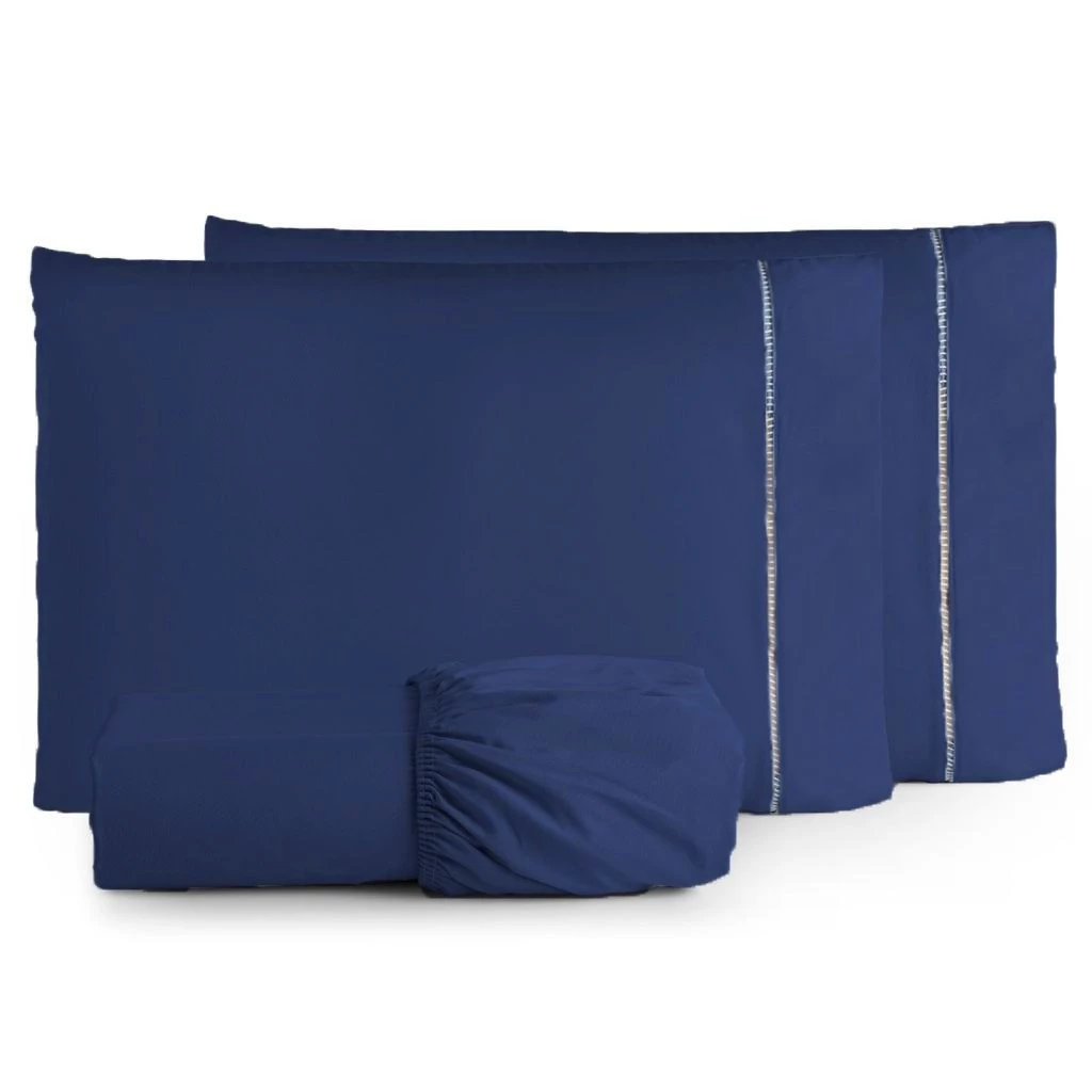 Jogo De Cama Fronha Ponto Palito Micropercal  400 Fios Toque Aveludado Premium