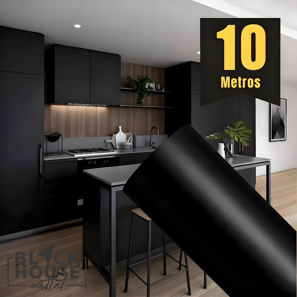 Novo Papel Contact Adesivo 5/10 Metros Preto Fosco Lavável Promoção