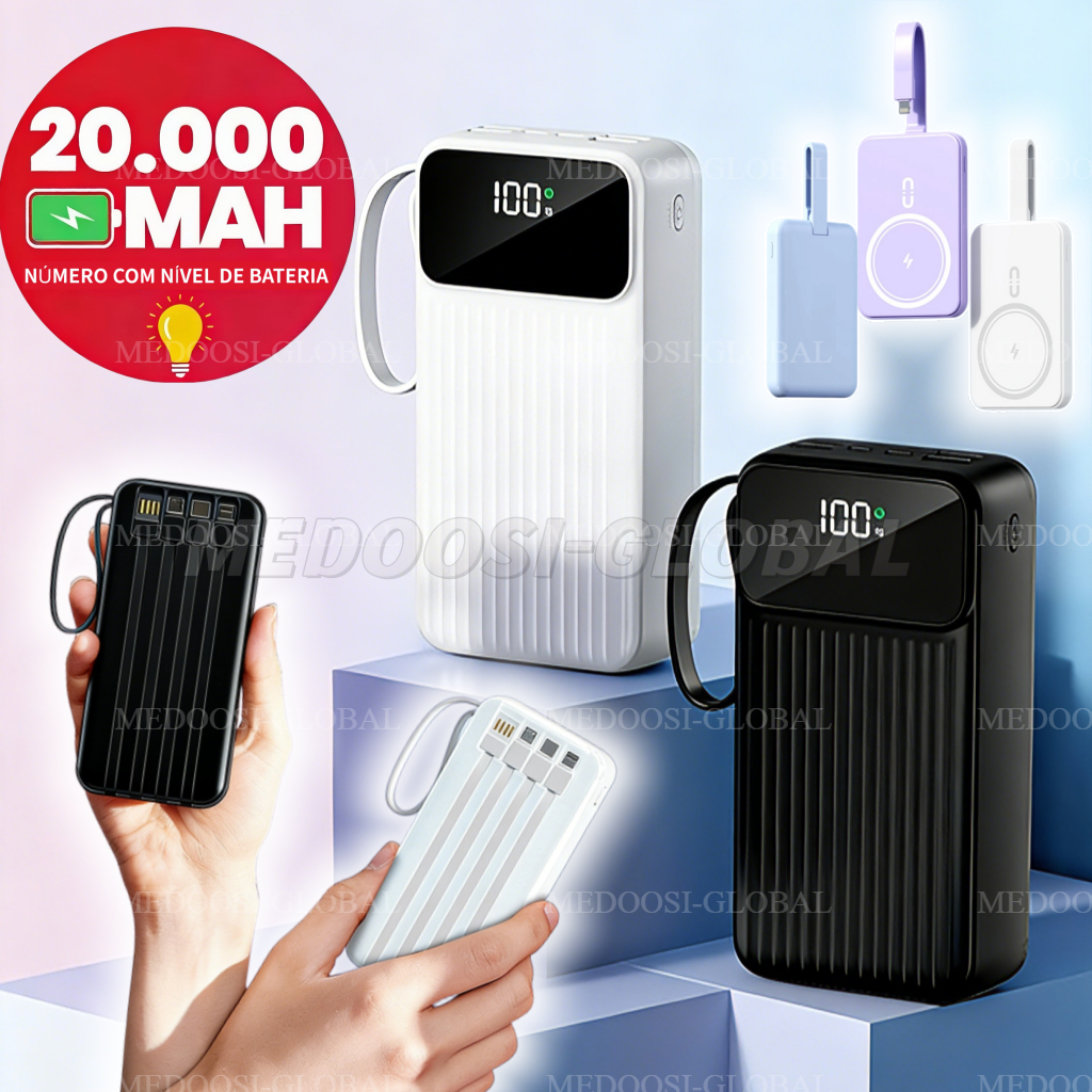 MEDOOSI-Carrega super rápido power bank de 20000 mAh com 4 Portas USB Carregador Portátil de celular