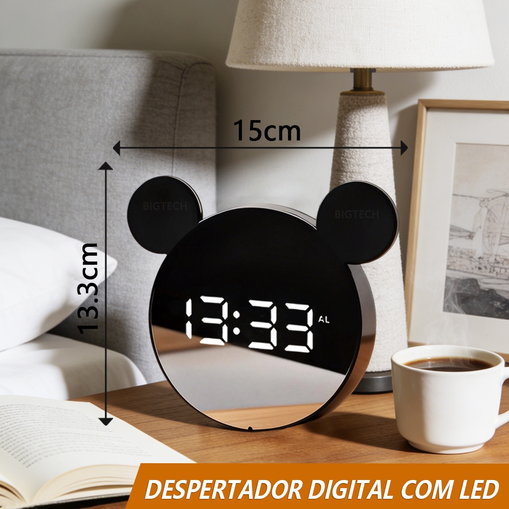 Relógio De Parede Digital Com Luz Alarme Temperatura E Exibição Da Data em Oferta na Shopee