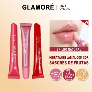 Lip Balm com Cor Miss Romantic | Brilho Natural + Hidratação | Morango Pitaya Melancia em Oferta na Shopee