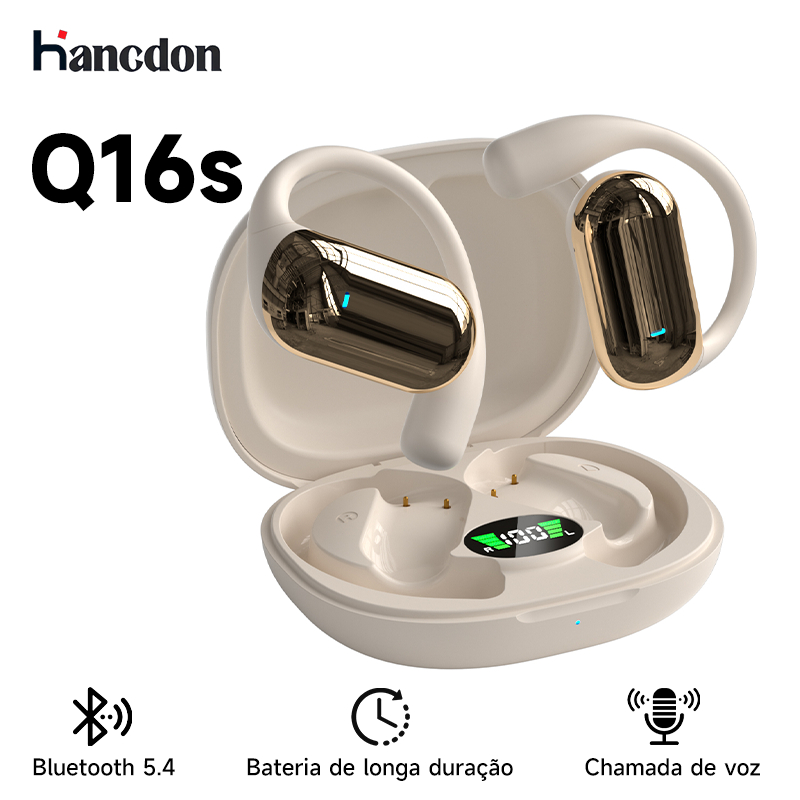 Fones de ouvido sem fio Q16s Fones de ouvido Bluetooth Fones de ouvido esportivos para chamadas de voz IPX7