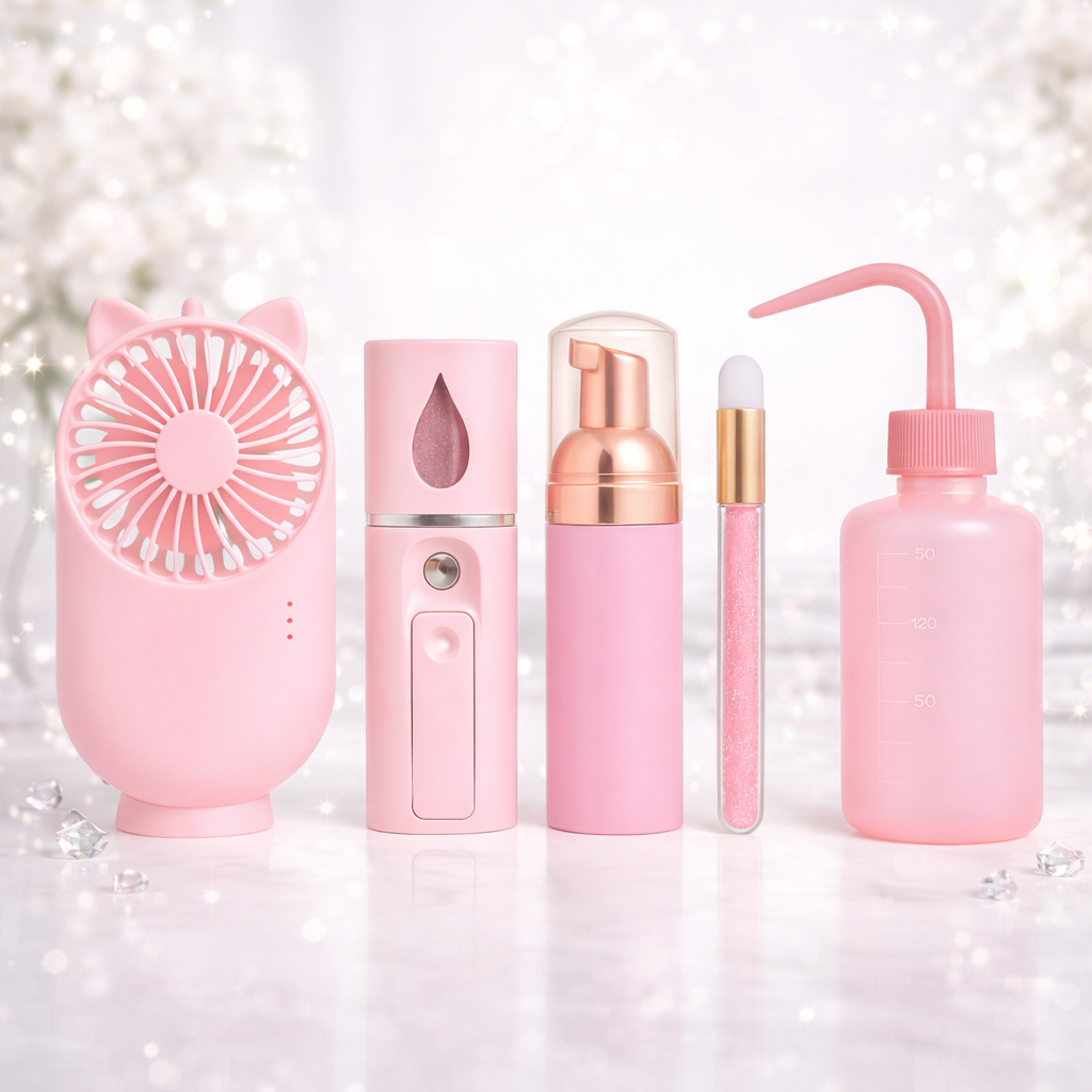 Kit Higienização Extensão de Cílios com Nano Mister, Ventilador Portátil, Pump, Pincel e Pisseta em Oferta na Shopee