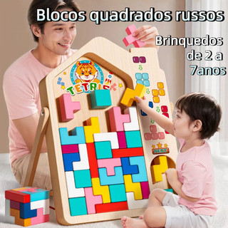 MEDOOSI Quebra Cabeça Tetris de Madeira 3D Colorido/ Jogo Brinquedo Tangram Montessori Ed…