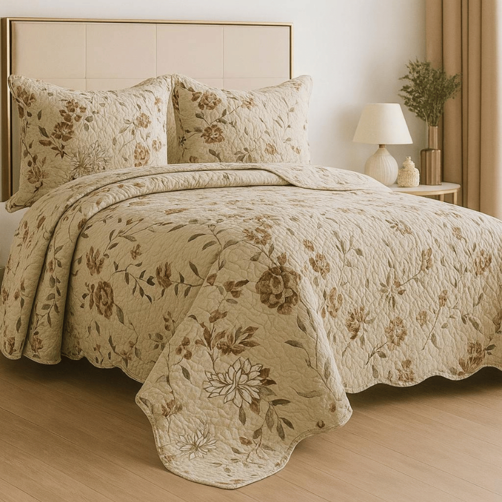 Colcha Solteiro Casal Queen King Kit Cobre Leito 03 Pçs Estampado Cama Box Posta Tecido Macio Antialérgico
