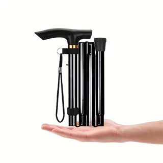 Bengala Dobrável Retrátil alta qualidade Com Regulagem E Trilha Ajustável Em Alumínio preto em Oferta na Shopee