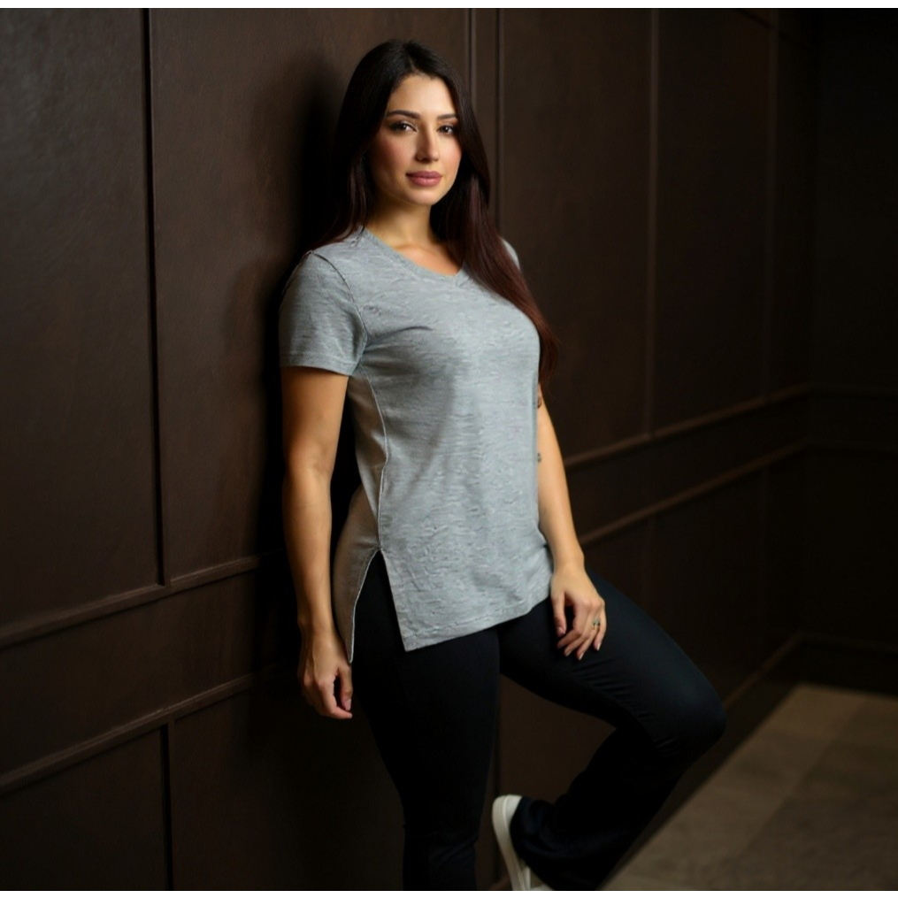 Blusa Mullet Gola Redonda Feminino Camiseta Longa Acedemia Tapa Bumbum Fitness Veste Legging