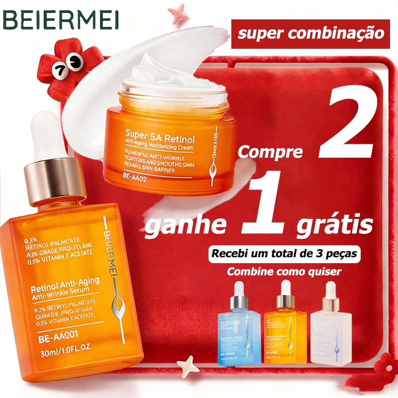 【Compre 2 ganhe 1 grátis】Kit Anti-rugas com Niacinamida e Retinol e Ácido Hialurônico 30ml super combinação em Oferta na Shopee