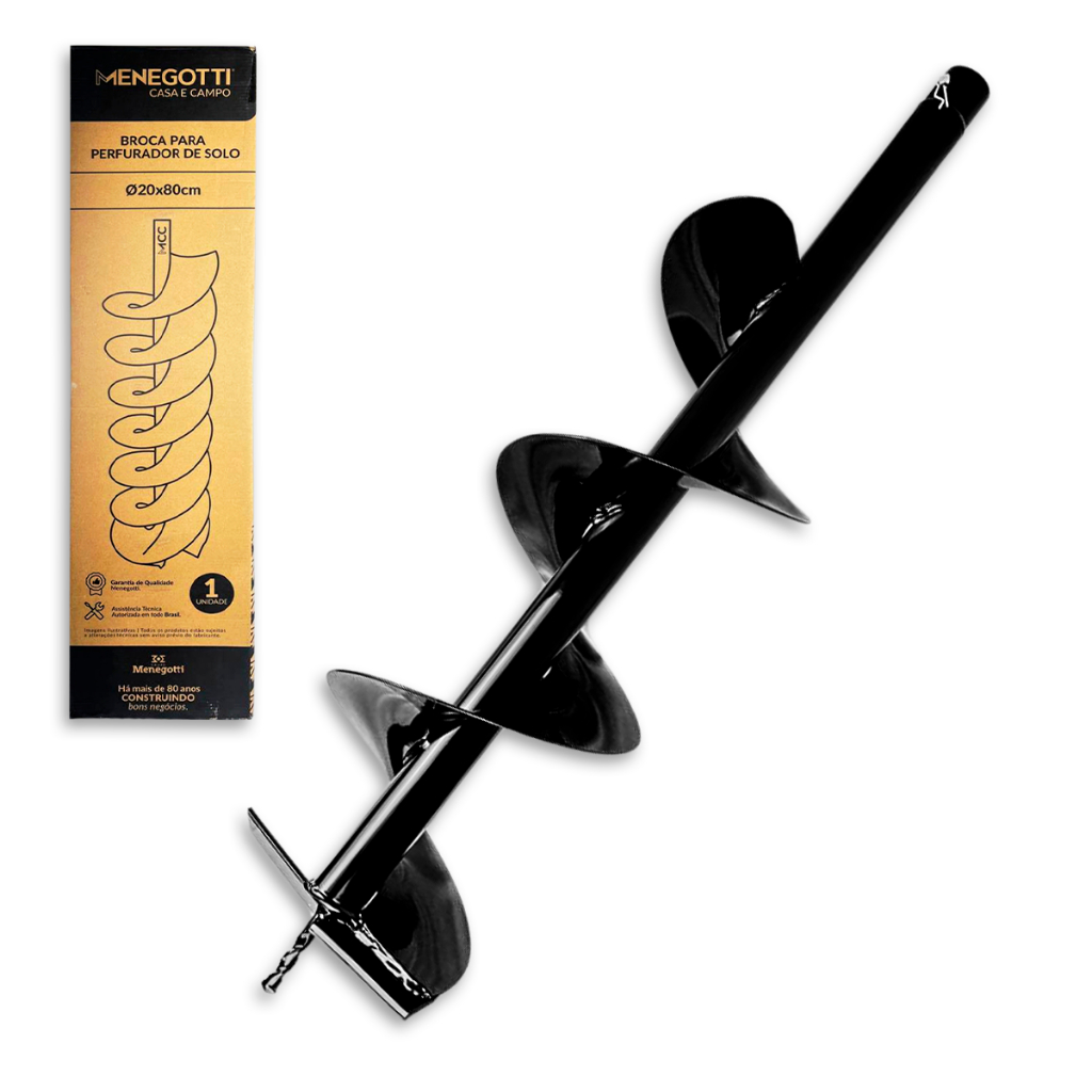 Broca para Perfuração de Solo Menegotti 20x80cm N56 Trado para Perfurador Estacas Cercas 29116293