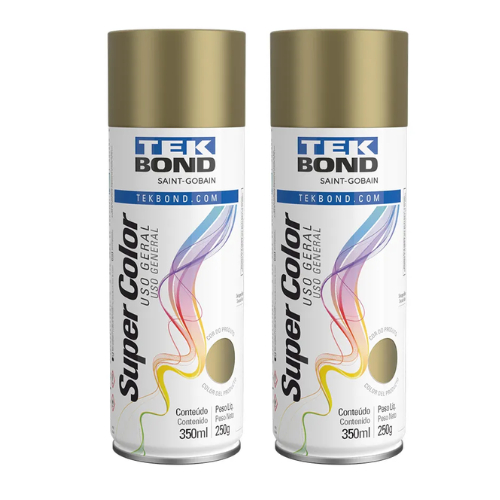 kit 2 Tinta Spray Dourado Super Color Uso Geral 350ml/250g Tek Bond em Oferta na Shopee