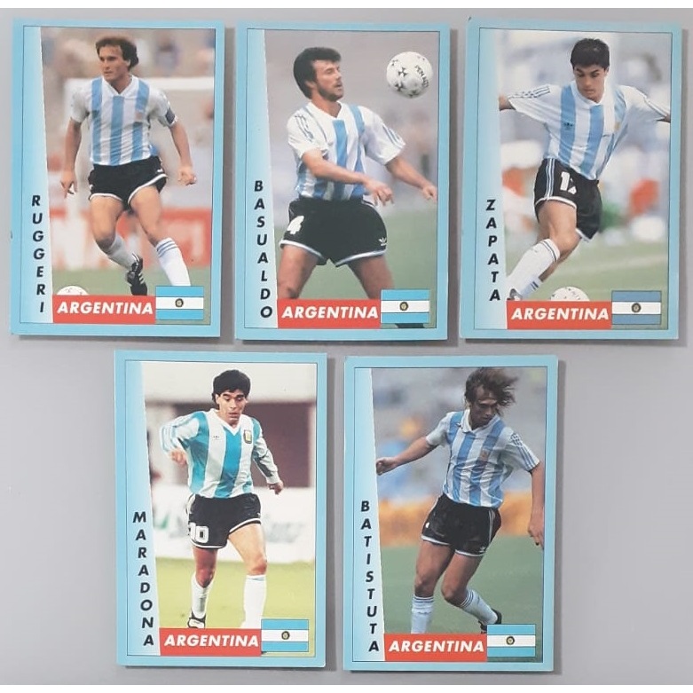 Lote Com 5 Cards Argentina Copa 1994 - Maradona, Batistuta e Outros - Multi Editora - Copa do Mundo - Fifa World Cup