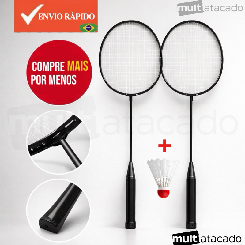Jogo De Badminton Completo Com 2 Raquetes 1 Peteca E Bolsa rede de transporte jogo de raquete
