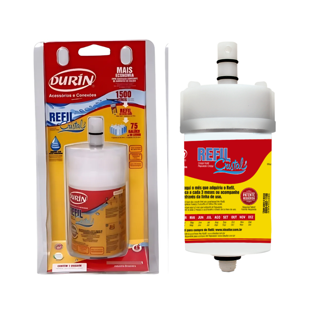 Refil Vela Filtro Durin Purificador Agua Cristal Original Com Carvão 1500L