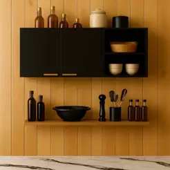 Armário Organizador Aéreo de Parede para Cozinha com Multiuso Com Nichos