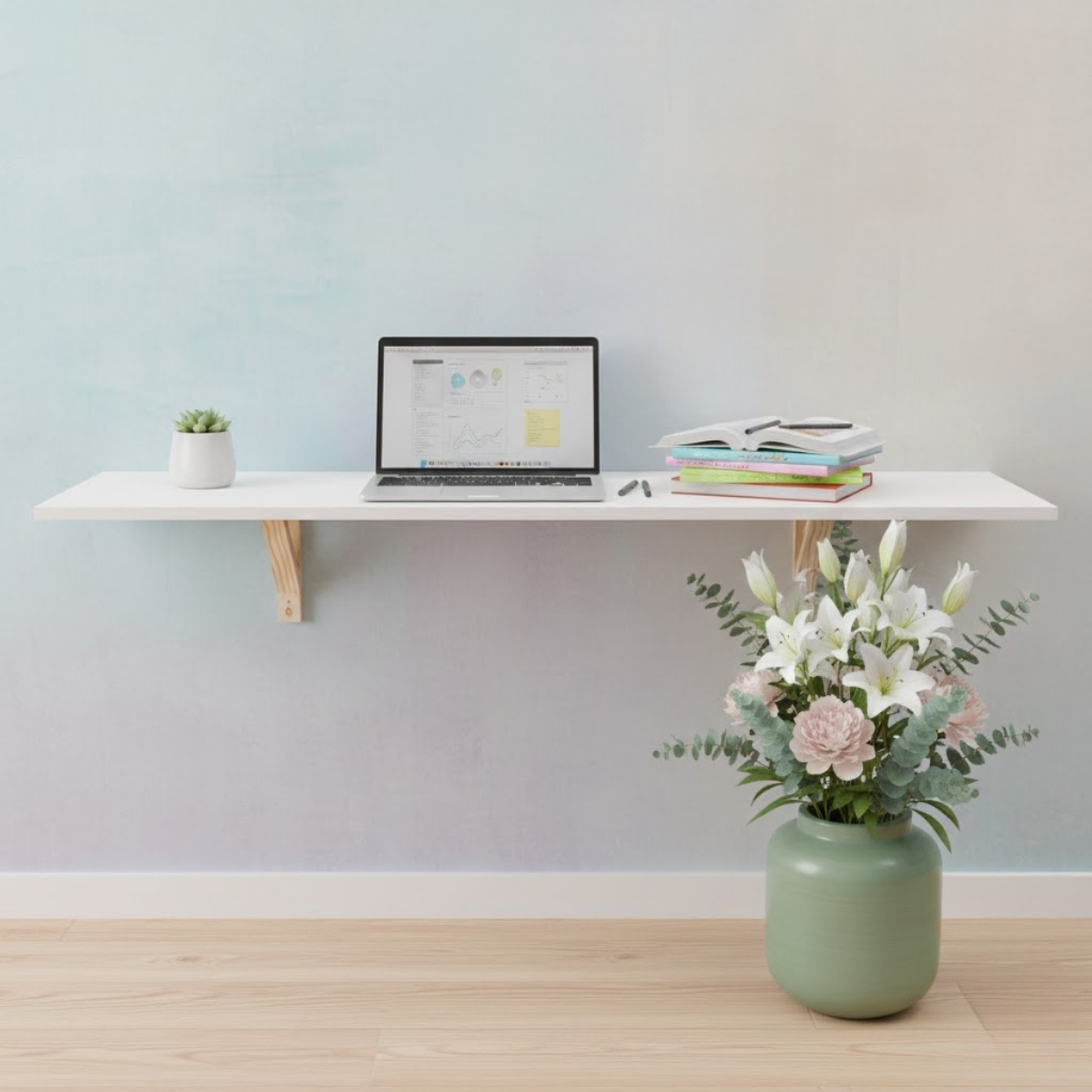 Mesa Suspensa Multifuncional Compacta Escrivaninha Home Office Penteadeira