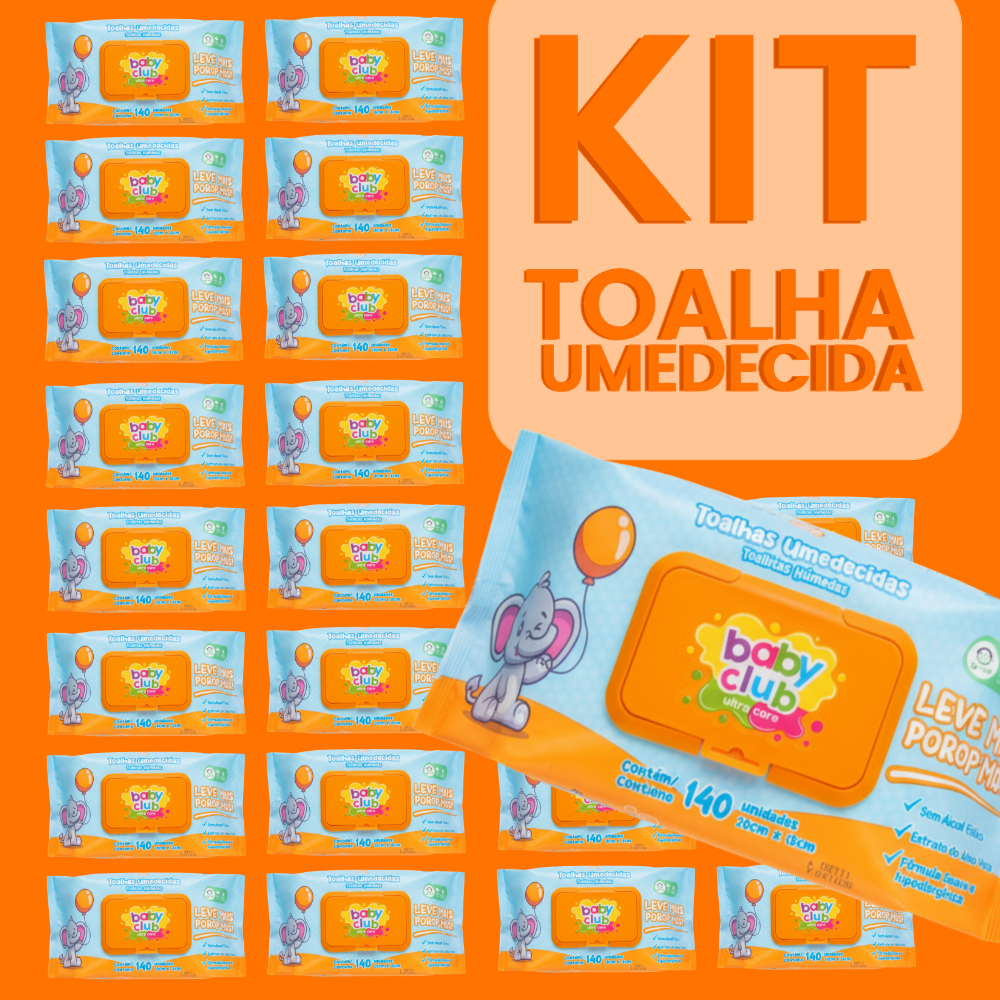 Kit Pacotes Toalhas Umedecida Higiene Bebe Babe Club 140 Lenços Menina Menino