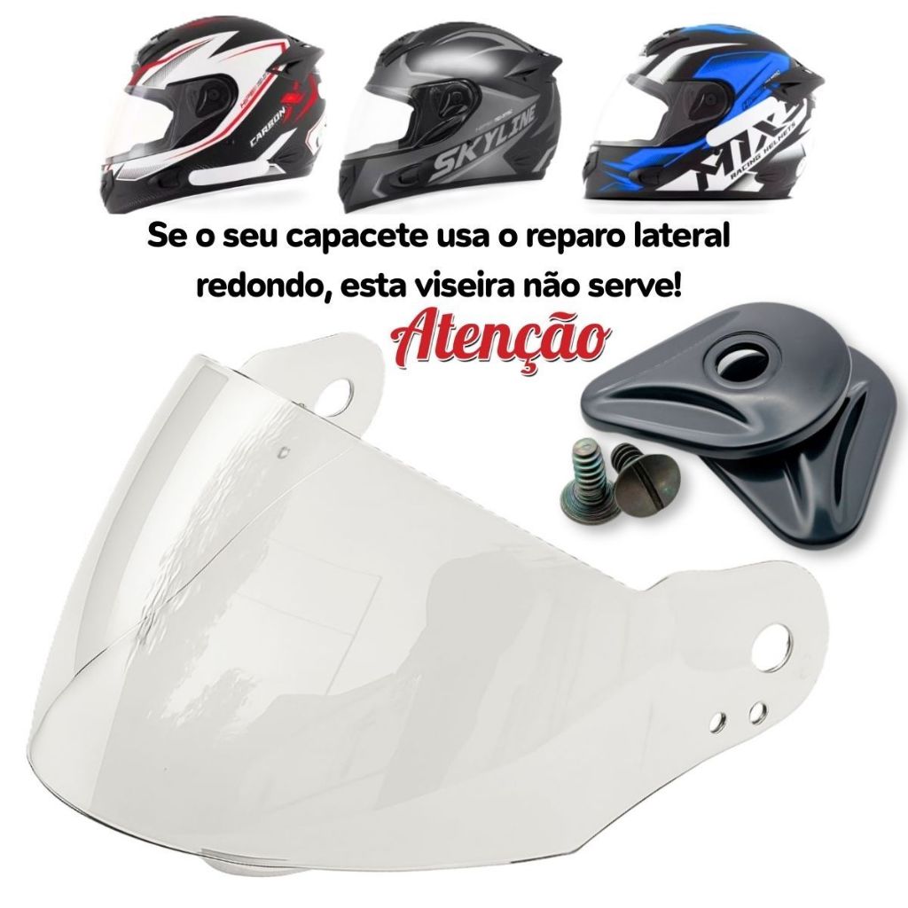 Viseira Cristal + Reparos Laterais P/ Capacete Mixs / Mx Cobra / Raptor / Power em Oferta na Shopee