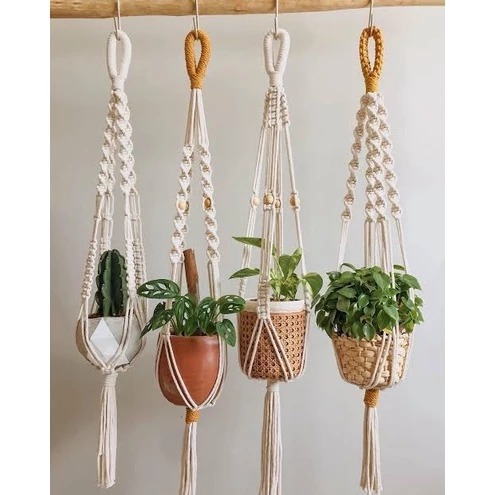 Macrame Hanger Suporte Vaso 80cm Cordão Algodão Cru Para Vasos Decoração Super Luxo 2026