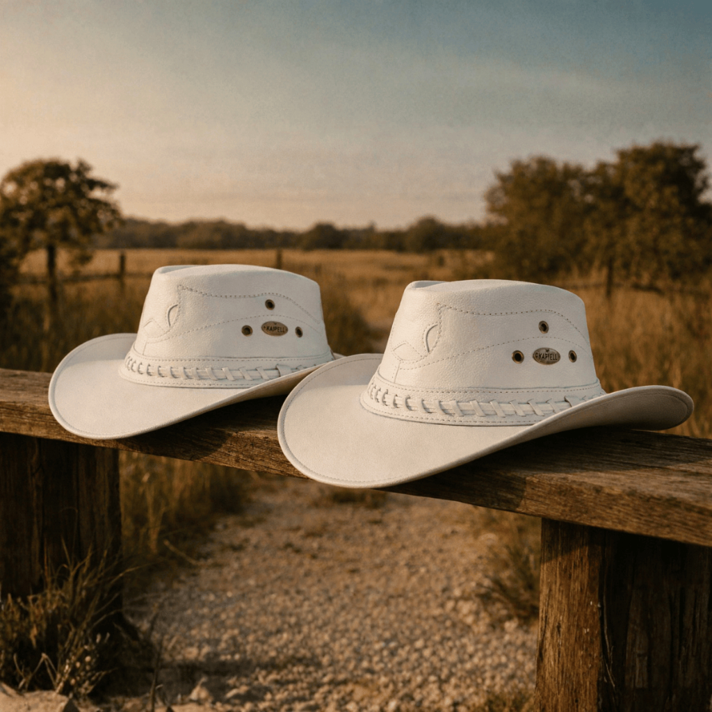 Kit Chapéu Country Cowboy Couro Legítimo Aba Larga 11cm Barretos Unissex Kapell Premium Rodeio Show