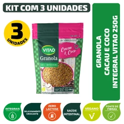 Granola Cacau E Coco Integral Vitao 250G - Kit 3 Unidades