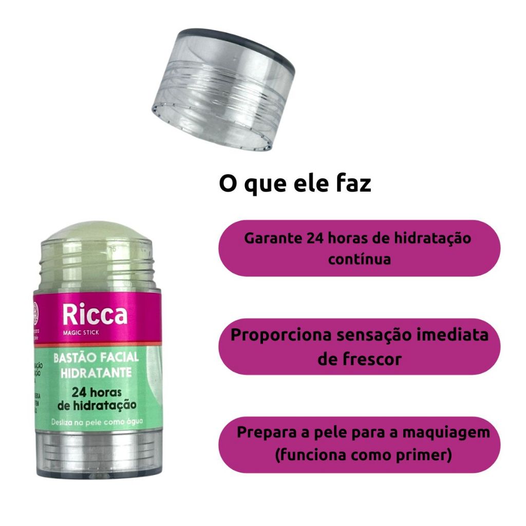 Bastão Facial Hidratante Ricca 24h Aloe Vera 30g · foto 2