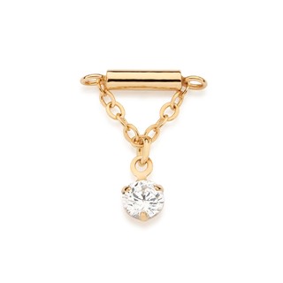 Brinco Rommanel Banhado Ouro 18K Unitário Pêndulo Com Zirconia 527612