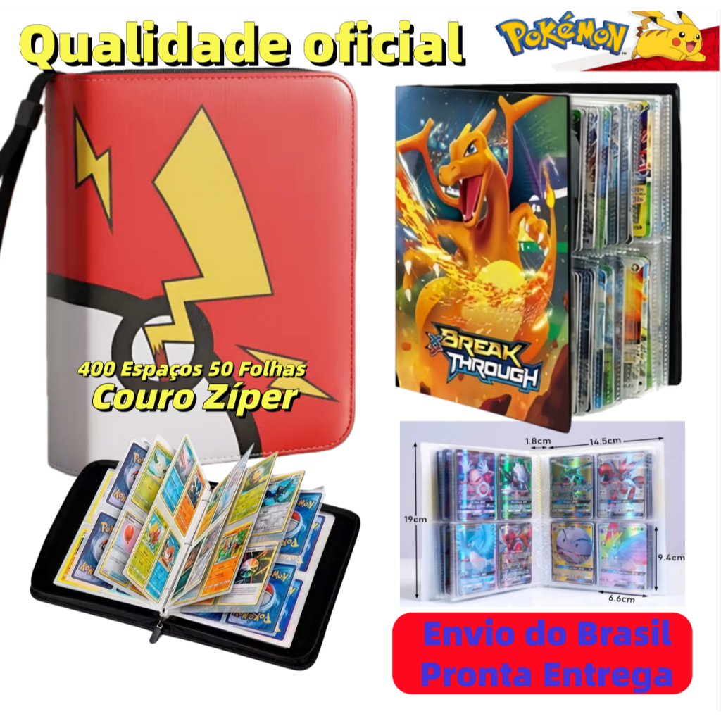 Álbum Pokémon TCG 240/400/540 Cartas – Pikachu Charizard – Pasta Premium Pronta Entrega Brasil