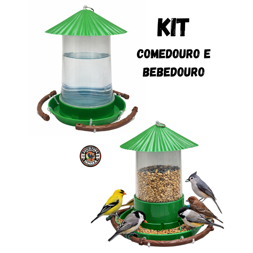 Kit Comedouro e Bebedouro Passaros Silvestres Livres Jardim - Mr Pet