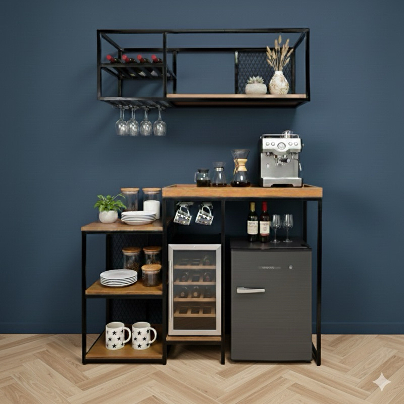 Aparador Adega Cervejeira Buffet Estilo Industrial em Ferro e MDF em Oferta na Shopee