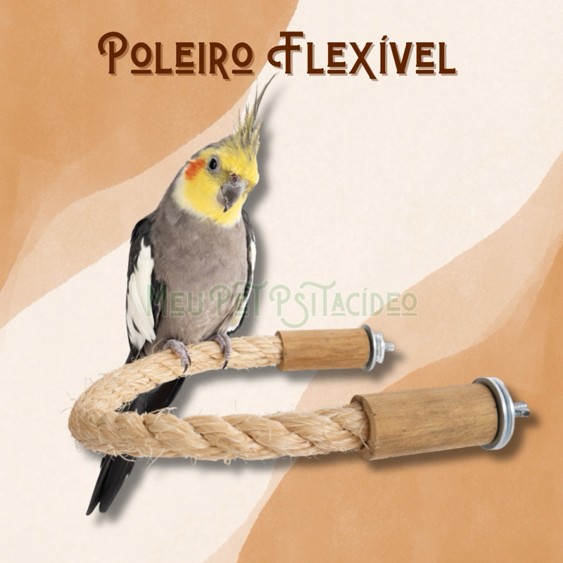 Poleiro flexível sisal ou algodão - Calopsitas/agapornis/Ring neck em Oferta na Shopee