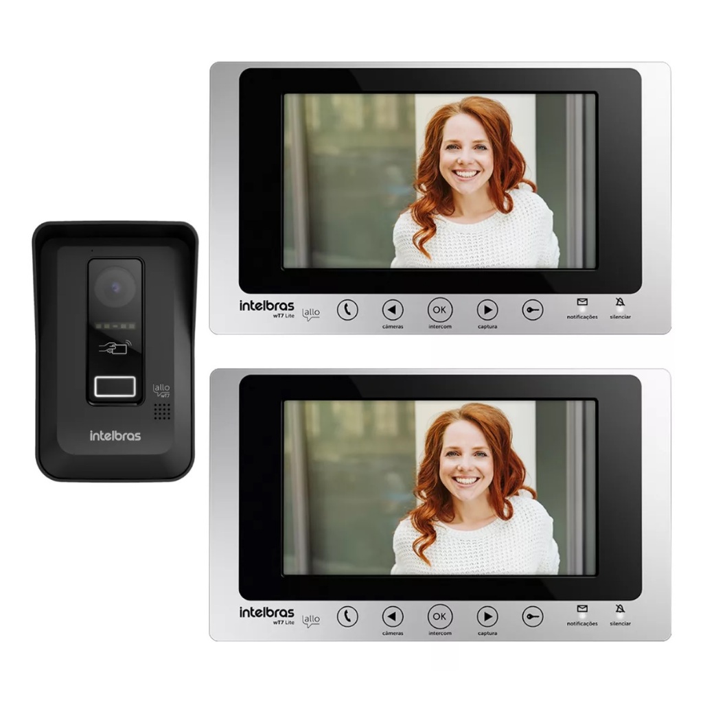 Interfone Video Porteiro Wifi Intelbras Allo Wt7 2 Telas Internas