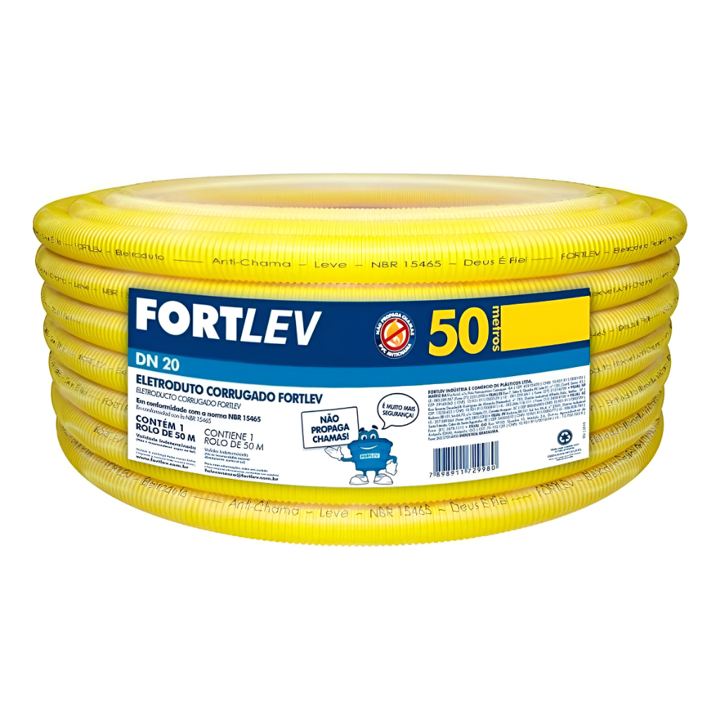 Conduíte Amarelo 20mm 50 Metros Amarelo - Fortlev
