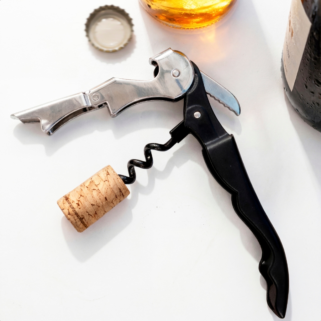 Saca Rolhas 3 Em 1 Abridor Multiuso Garrafa Vinho Cerveja Lacre Bebida Cozinha Profissional