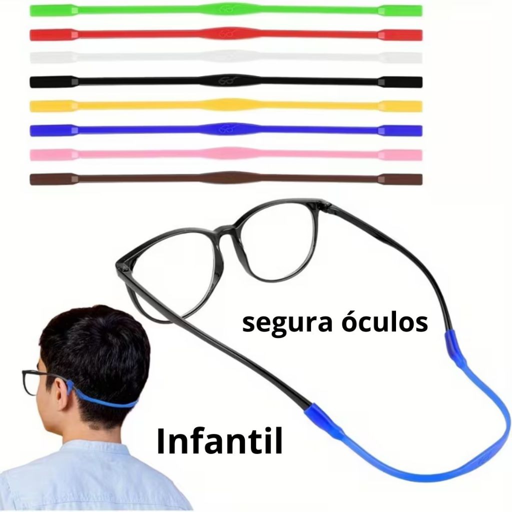 Cordão óculos infantil silicone antialérgico antiderrapante anti-queda cordinha para óculos de criança segura salva