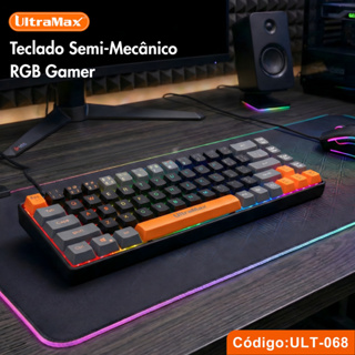 Teclado Gamer Semi-Mecânico RGB UltraMax ULT-068 Padrão ABNT2 USB Anti-ghosting 65% em Oferta na Shopee